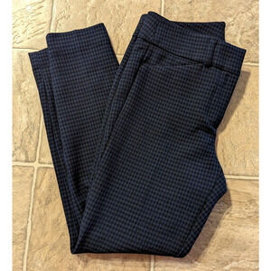 LOFT sz 2P Marisa Skinny Ponte Knit Pants blue black plaid print stretchy 2078